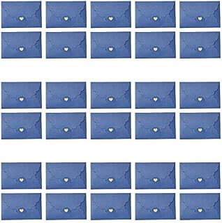 ASFINS Blue Envelope, 30pcs Handmade Mini Gift Card Envelopes Holders Cute Post Card Heart Clasp for Christmas Gift Cute Envelope for DIY Wedding Birthday Party, 10.5 x 7cm (S)