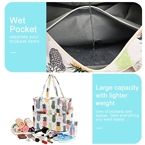 Bolsas de playa impermeables extra grande con diseño de piña para mujer 4