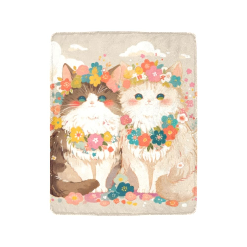 Couverture vintage fleurs 101x127 cm pour lit et salon