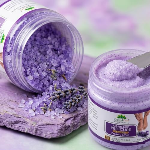 Image of Professional Manicure Pedicure Kit - Lavender Spa Combo | Salt, Scrub Gel, Cream & Pack | Paraben Free | Salon Professional Foot & Hand Care | Soft & Smooth Skin (Lavender)