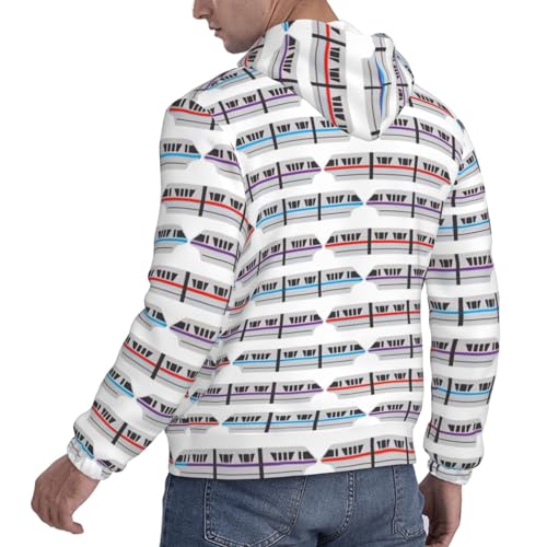 Pull à capuche imprimé train monorail en polaire chaude homme