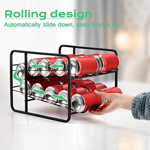 Can Organizer For Pantry Soda Can Organizer For Refrigerator Beverage Dispenser Can Storage Organizer Rack For Refrigerator, Cabinet, Pantry, Black #TOP3