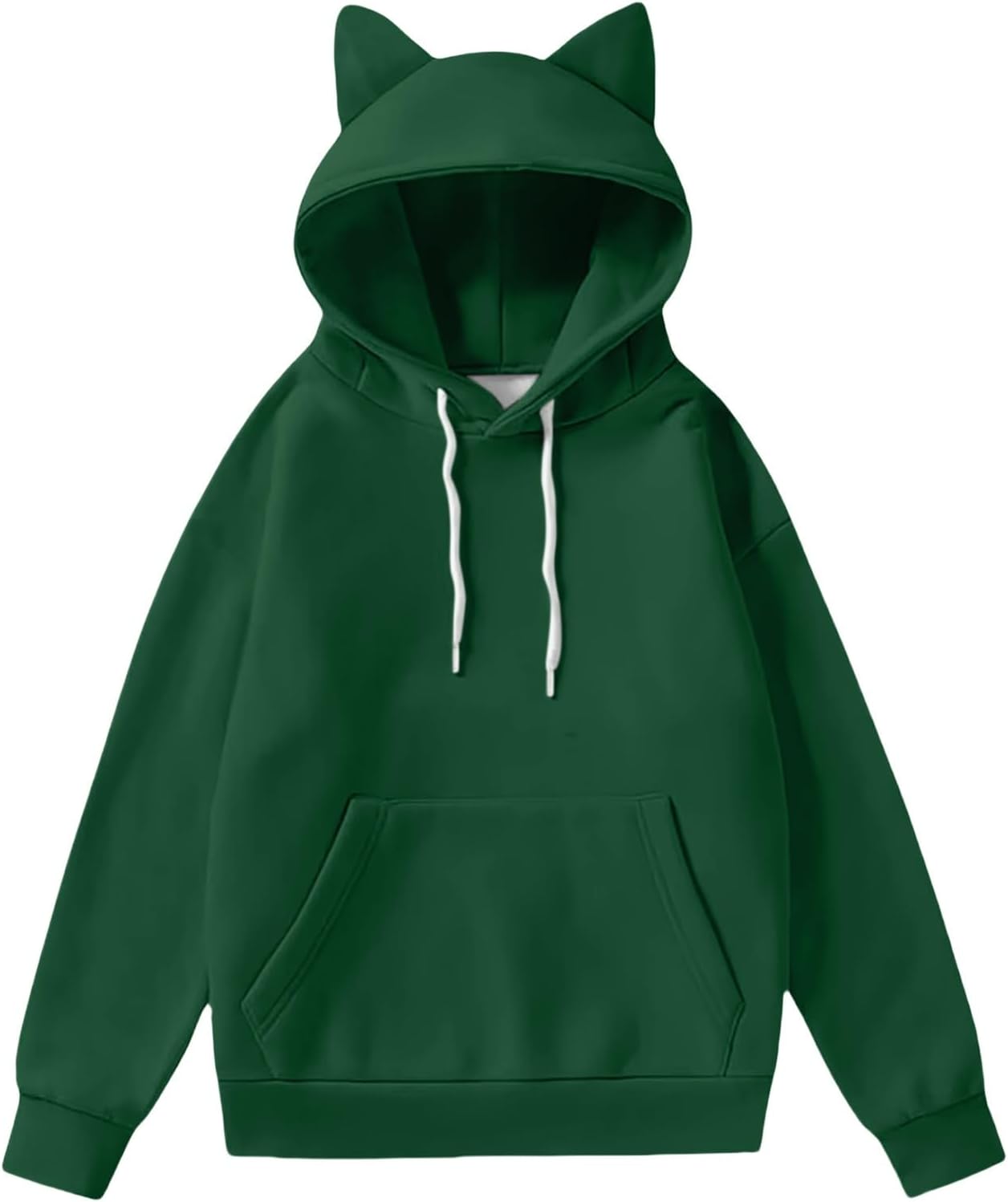 Cat Ear Hoodies for Women Round Neck Long Sleeve Kawaii Anime Print Hooded Sweater Cute Top Hooded Pullover