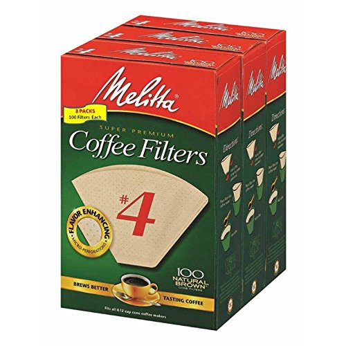 Melitta 3 Piece Cone Coffee Filters, Natural Brown, 4 300 Count