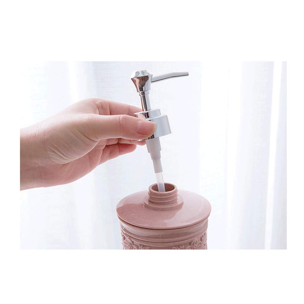 Distributori di sapone da banco, distributore di sapone ricaricabile, flacone di pompa per sapone quadrato rotondo per mobiletto del bagno, distributore di sapone da banco da 13,5 once (rotondo rosa)