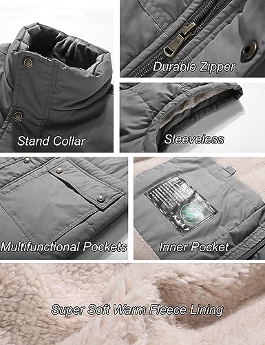 Image of Flygo Men's Winter Warm Outdoor Padded Puffer Vest Thick Fleece Lined Sleeveless Jacket
