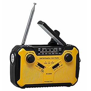 Kaito Voyager ECO Noodradio KA369 AM/FM NOAA Weerswaarschuwing 5-weg aangedreven zonne-crank radio-ontvanger met LED-zaklamp en USB mobiele telefoonoplader geel