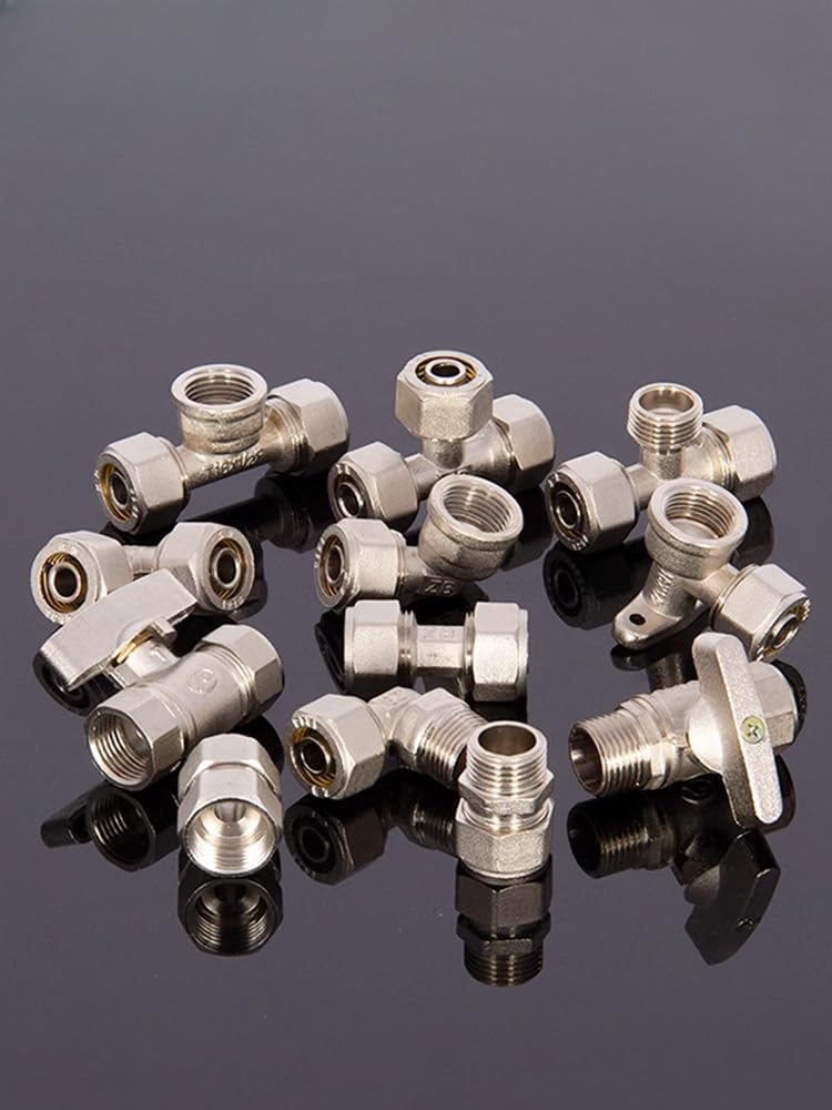 Straight Elbow Tee Cross 2 3 4 Wasy 12x16mm PEX 1/2" 3/4" BSPP Male Female Nickel Plated Brass Pipe Fitting Adapter Solar hoti ICXLPMC(1216 cross)