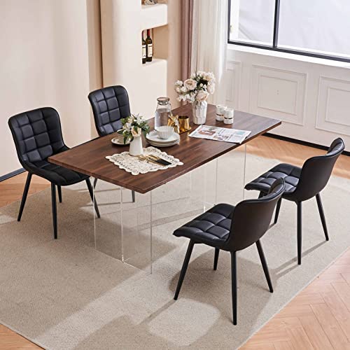 Youtaste Black Dining Chairs Set Of 2 Faux Leather Upholstered Modern Kitchen Dining Room Chairs,Metal Thick Counter Chairs High Back,Home Kitchen Island Restaurant Chairs #TOP4