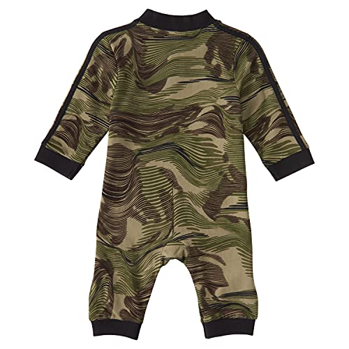 adidas baby girls Long Sleeve Zip Front Printed Track Suit Coveralls, Focus Olive, 6 Months US