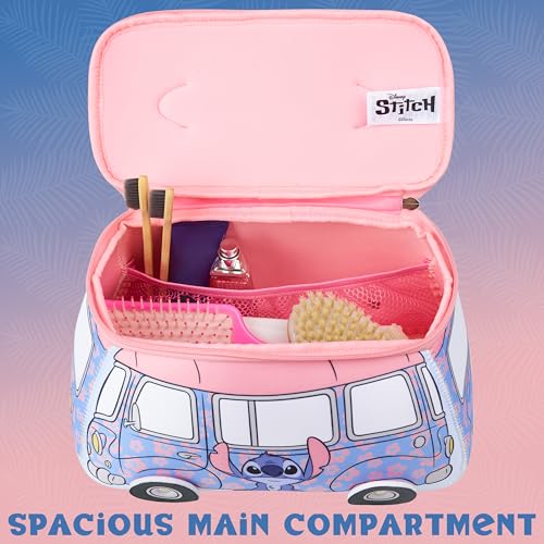 Image of Get Trend Disney Stitch Toiletry Bag, Travel Essentials, Girls Makeup Bag Cruise Essentials, Travel Accessories, Gifts for Women, Teens (Blue Stitch)