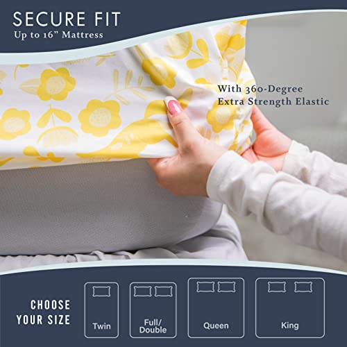 Where The Polka Dots Roam Yellow Folktale Queen Size 4 Pieces Bedding Set, Super Soft Bedding, 1 Fitted Sheet, 1 Flat Sheet, 2 Pillowcases, Bedsheets For Kids, Boys, Girls, Folk Tale Bedding #TOP4