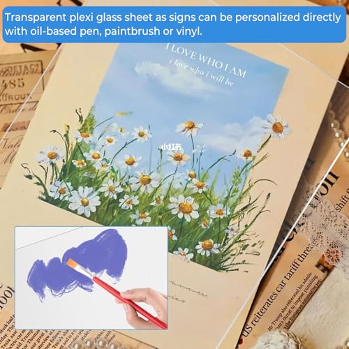 Image of TKOnline 7 PCS Plexiglass Sheets, 8 inch x 10 inch x 0.04 Clear PET Sheet Panels, Clear Acrylic Plastic Sheet for Picture Frame, Invitations, Poster Frames Plastic Board