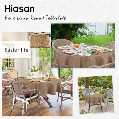 Hiasan 40 Inch Round Tablecloth Linen for Kitchen Dining Room, Khaki by Hiasan - Used condition - Image 5