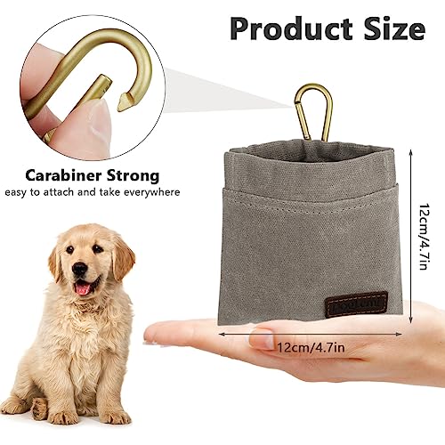 vsshe Leckerlitasche für Hunde, Freihändige Hundeleckerlitasche mit Automatischem Verschluss Futterbeutel Hundetraining Leckerlibeutel Klein Magnet Gassitasche für Katzenfutter Hundefutter Grau