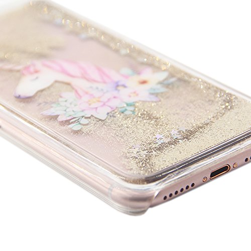 Ucolor Iphone 6S Plus 6 Plus Case Iphone 7 Plus 8 Plus Case Gold Glitter Floral Unicorn Waterfall Clear Protective Case For Iphone 6S Plus/ 6 Plus (5.5") #TOP2