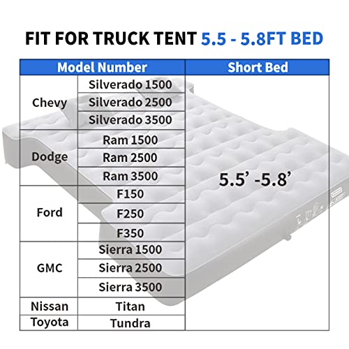 Tecoom Truck Tent For 5.5-5.8Ft Bed, Waterproof Pu3000Mm Truck Bed Tent With Removable Rain Fly, Carry Bag, 2 Person Portable Double Layer Windproof Pickup Truck Tents For Camping, Fishing, Khaki #TOP5