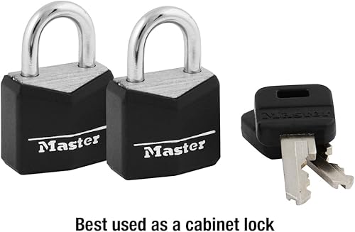 Miniatura 2 de Master Lock Candado 121T, cerradura de aluminio cubierta, 34 pulg. W, negro, paquete de 1, 2 unidades