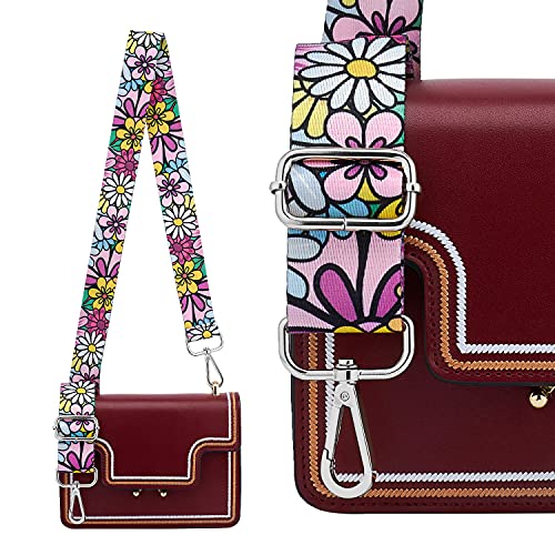 Image of Silvery Buckles Wide Shoulder Strap Adjustable Replacement Belt Crossbody Canvas Bag Handbag