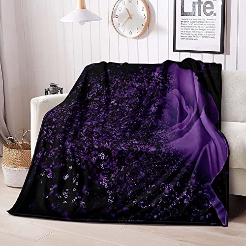 Luvivihome Purple Rose Blanket, Romantic Flower Broken Floral Throw Blanket, Cozy Soft Lightweight Fluffy Fuzzy Warm Flannel Fleece Blanket For Couch, Sofa, Valentine's Day Gifts For Women, 40"X50" #TOP3