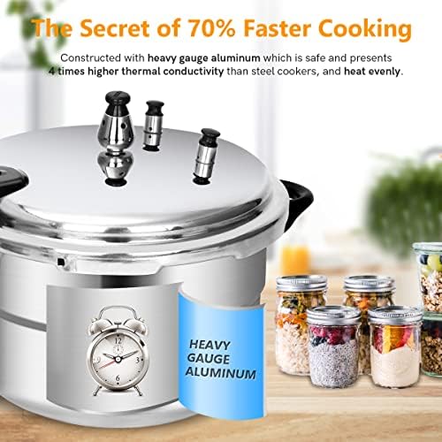 BreeRainz 5.3 Quart Pressure Cooker, 10 PSI Induction Compatible Pressure Canner w/ Honeycomb Stainless Steel Clad Base for Fast & Even Heating, Canning Rack Included