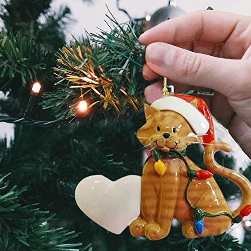 Christmas Cat Animals Ornament Decoration Hanging 2023 New Resin Cartoon Ornaments Pendants Hanging Tree For Children Xmas Props #TOP4