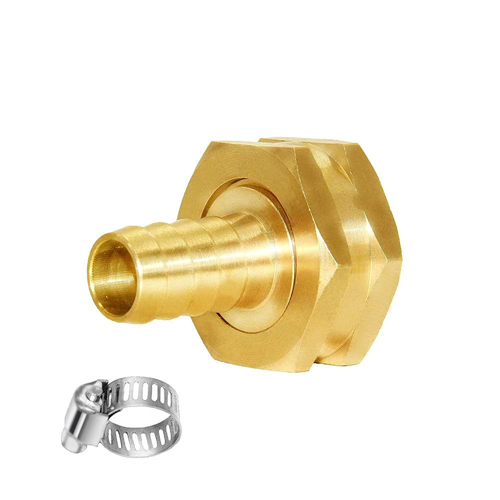 Joywayus 6 szt. 1/2 cala Barb x 3/4" żeński gwint GHT obrotowy sześciokątny mosiężny ogrodowy wąż wodny złącze miedziane złączka z zaciskiem ze stali nierdzewnej dom / łódź / trawnik / myjnia
