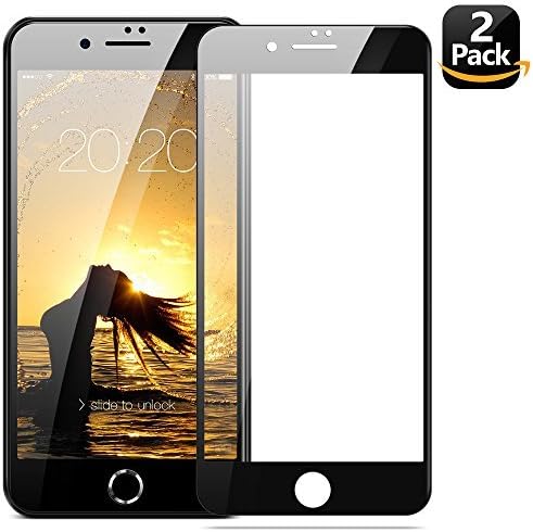 Eakase iPhone 7 8 Screen Protector, [2 Pack] Tempered Glass with Soft PET Frame 3D Full Coverage Anti-Scratch HD Clear Screen Protector Film for Apple iPhone 7 8 4.7 Inch (Black)