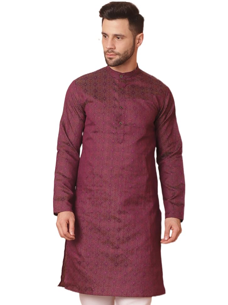 Image of Jompers Silk Men's Regular Fit Woven Design Kurtas