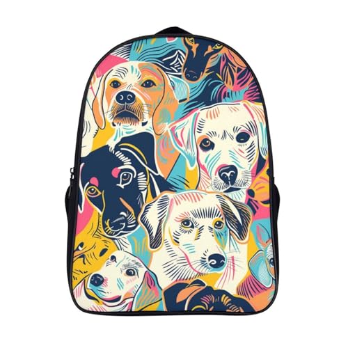 Mochila de lienzo transpirable con estampado de perrito y acabados reforzados