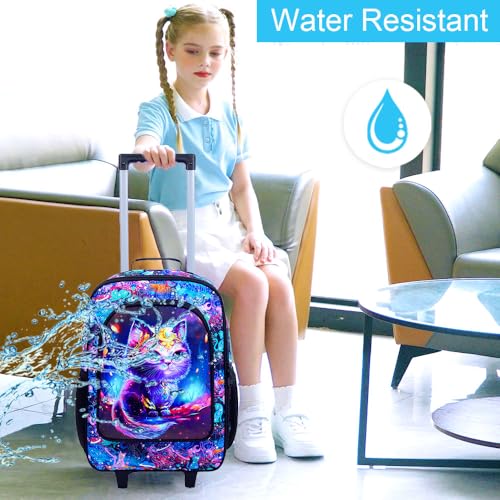 Image of CCJPX Kids Suitcases for Girls, Cute Cat Luggage Rolling with Wheels, kids carry on luggage for Children Toddler Elementary(Black)