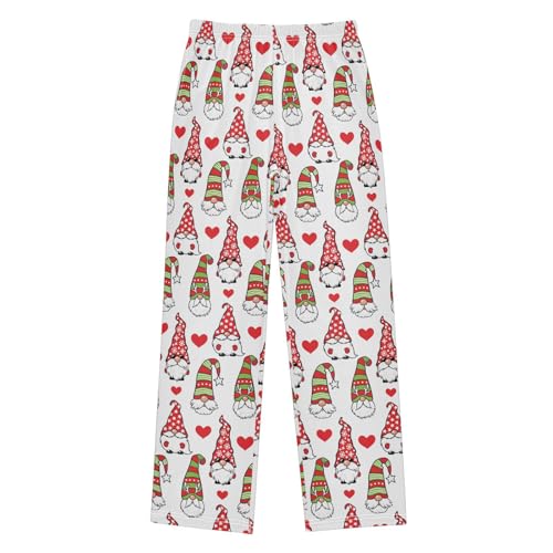 Gnome Sweet Love Heart Boys Long Pants Soft Trousers Elastic Waist Kids Lounge Bottoms with Pockets S-XL