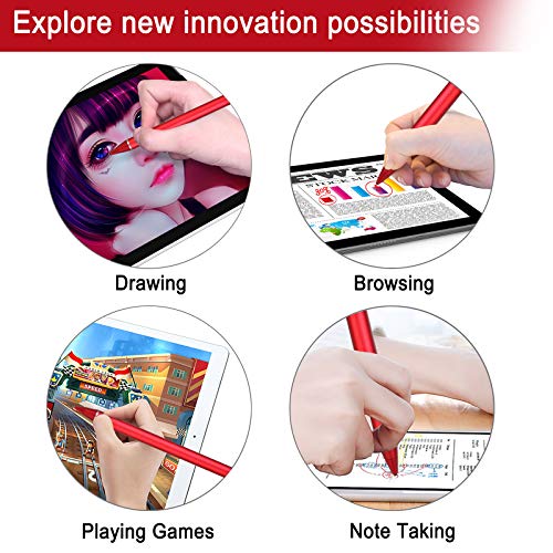 Active Stylus Pens for Touch Screens, Digital Stylish Pen Pencil Rechargeable Compatible with Most Capacitive Touch Screens (RED)