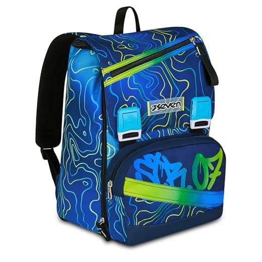 Seven Mochila doble compartimento extensible, azul, gran capacidad, respaldo preformado, niño y niño, escuela, turquesa, Talla única, Moderno