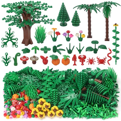Garden Plants Building Brick Set Flowers Trees Palm Leaves Bulk Accessories