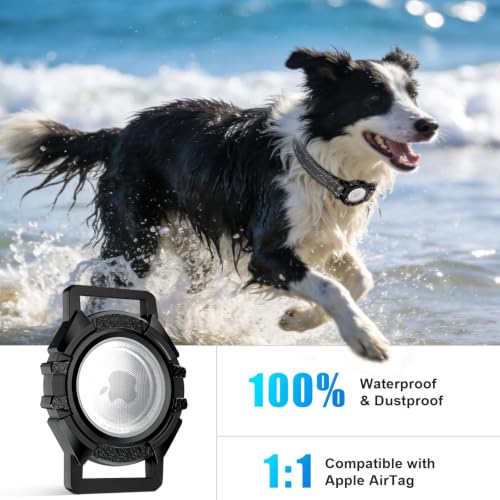 Image of AirTag Dog Collar, IP68 Waterproof Air Tag Dog Collar Holder (Black, XL) | Air Tag Dog Collars Reflective, Ultra-Durable, Comfortable Padded, Heavy Duty Dog Collars Collars for Small - Large Dogs