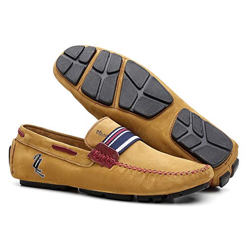 Mocassim Masculino Em Couro Legitimo Fire Cor:Amarelo;Tamanho:41