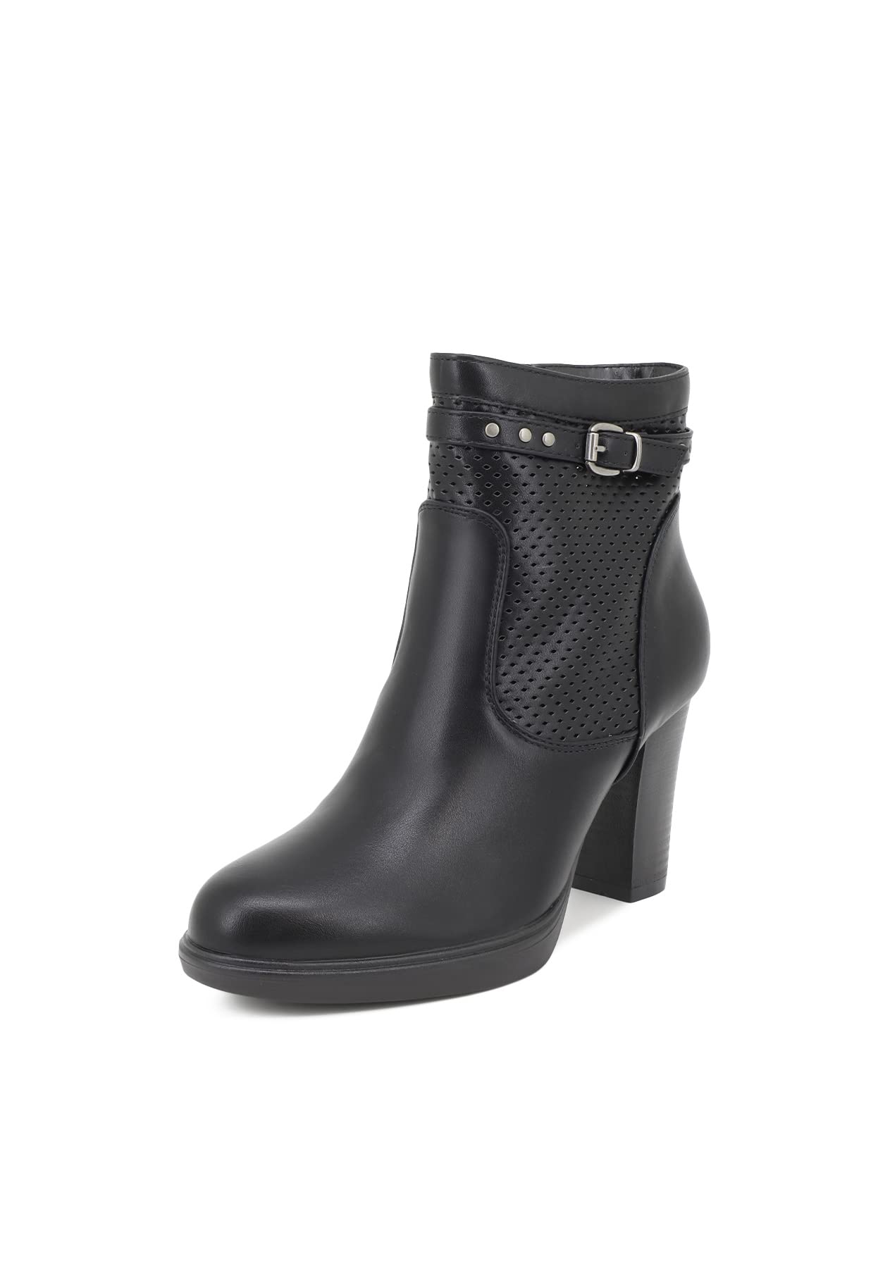QUEEN HELENA Tronchetti Traforati Stivaletti con Tacco Bassi Zip Laterale con Plateau Donna XX28-107