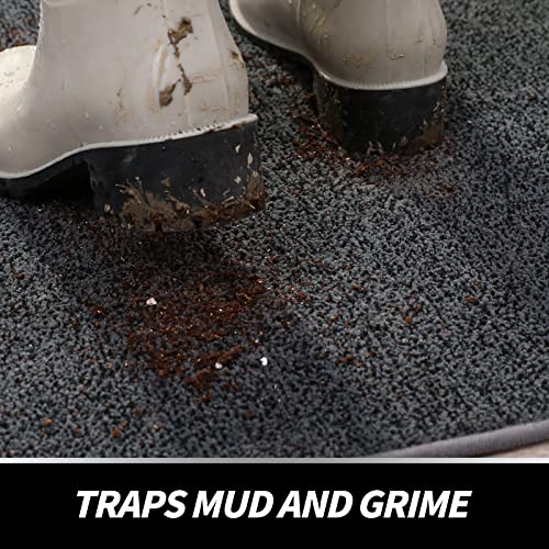 Linla Indoor Doormat-Runner Rug 59X24 Inches,Super Absorbs Mud Mat, Washable & Non-Slip Clean Carpet For Front Door Doorways Inside Dirt Trapper Mats Shoes Mat Scraper- Dark Gray #TOP4