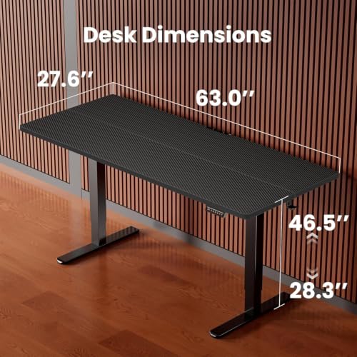 Image of ErGear Height Adjustable Electric Standing Desk, 63 x 28 Inches Sit Stand up Desk, Memory Computer Home Office Desk, Carbon Fiber Black