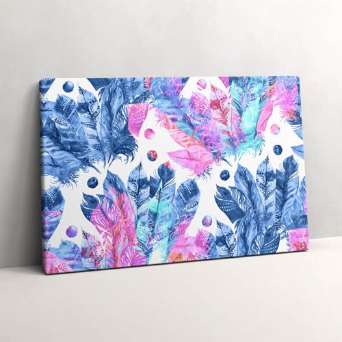 Tableau photo sur toile plumes colorées 60x40 cm déco murale salon