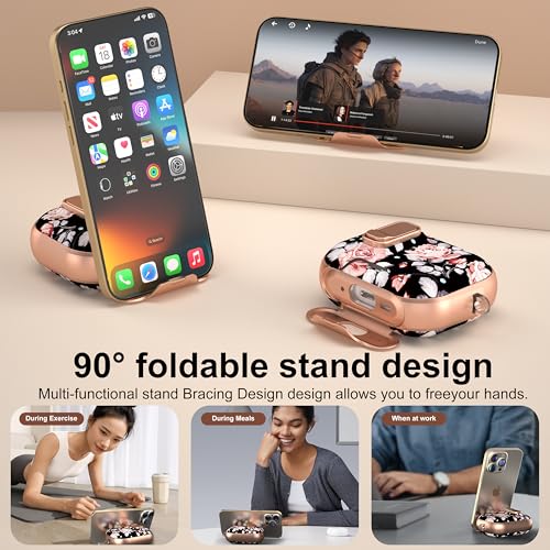 Image of for Apple AirPods Pro 3 Case 2025 with Safety Lock & Foldable Phone Stand | Double Drop Protection,Two-Piece Design, Airpod Pro 3 Case with Keychain & Cleaner Kit, Support Wireless Charging, Rose