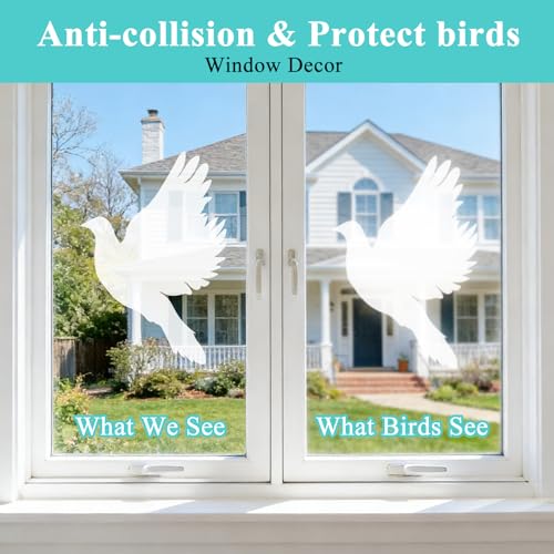 4 Blatt Vogelschutzfolien für Fenster, Vogelschutzfolien für Fenster, Schutz vor Vogelschlägen, UV-reflektierende Antikollisions-Vogelschutzaufkleber, Schutz vor Vogelschlägen an Glastüren