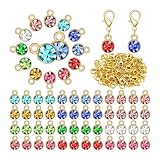 AUYXSSZ Dijes para collares, dijes de piedra natal de cristal, cuentas, colgantes, fabricación de joyas, colgantes, iluminar, hacer cajas de joyería, con, Dorado, 7x10 mm