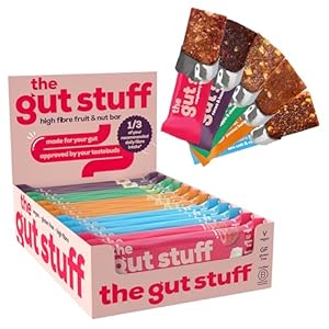 The Gut Stuff – High Fibre Fruit & Nut Bars – Mixed Flavours – 12 x 35g Bar Box – Gut Friendly Snack, Gluten Free, Vegan, Low Calorie, All Natural