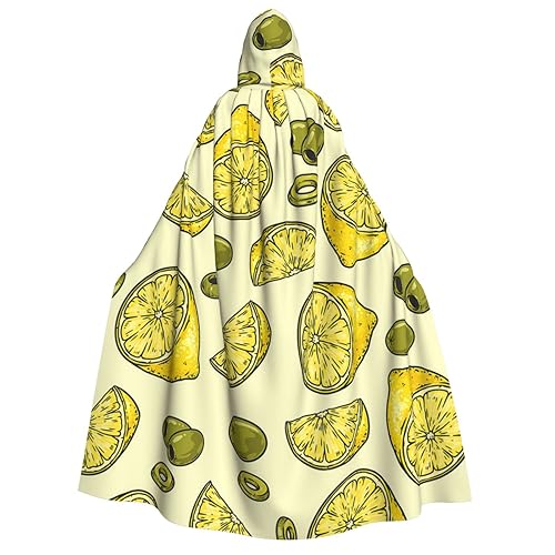 ZORIN Capa con capucha para disfraz de Halloween, bata con capucha de limón y aceitunas, unisex, para Halloween, Navidad, fiesta de cosplay