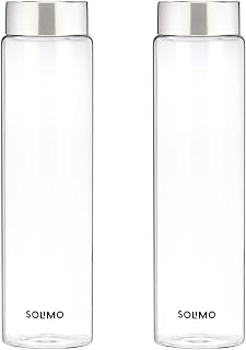 Amazon Brand - Solimo Borosilicate Glass Fridge Bottle with Leak Proof Sporty Stainless Steel Cap | 1000 ml | Pack of 2 Price In India