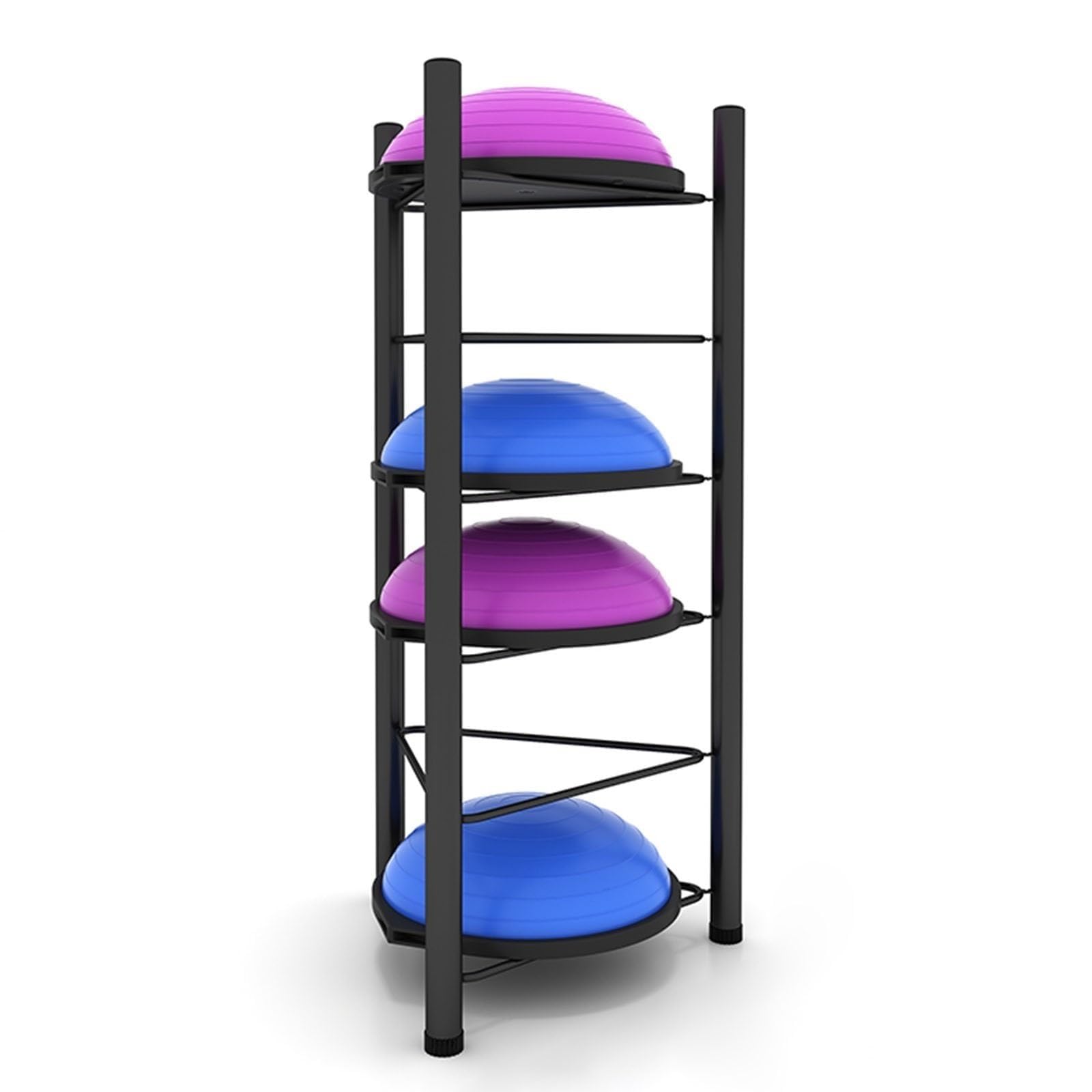 Supporto per Palla da Allenamento Nera per metà Equilibrio - Attrezzatura per Palestra Domestica a 3/5/6/7 Livelli Supporto da Pavimento Organizzatore per Palle mediche da Bowling Bosu Slam (6 Strati