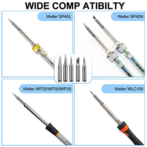 5 In1 Lead Free Solder and Solder Flux Kit | 50g Lead-Free Solder Paste | 0.6mm Solder Wire with Rosin Core | 5 Pcs Replacement Soldering Iron Tips | Solder Supplies for Electronics Metalwork Weld
