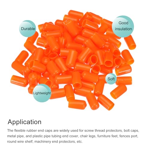 Image of MECCANIXITY 100pcs 10mm(3 /8 inch) Rubber End Caps Cover PVC Vinyl Screw Thread Protector Round Wire Shelf Caps for Screw Bolt Pipe Fence Post, Orange